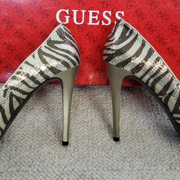 Guess Sequined Zebra stripe Peep Toe Heels - Picture 10 of 11